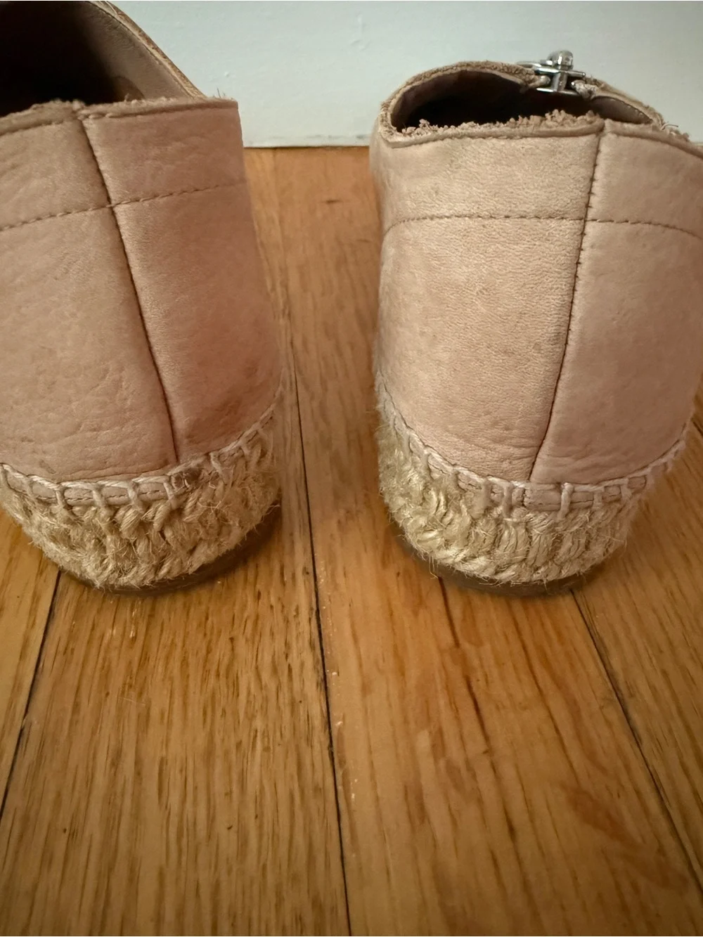 Alexander Wang Blush Suede Zip-Front Espadrille Flats